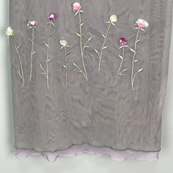ABS Allen Schwartz Mesh Sleeveless Floral Embroidered Cocktail Dress Gray size 4 - Picture 5 of 14